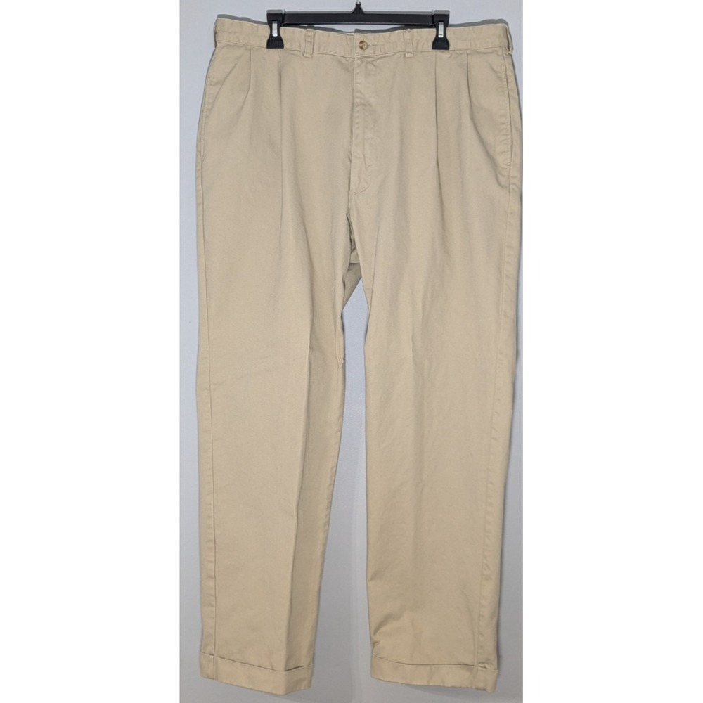 Vintage Polo Ralph Lauren Hammond Pant 40x32 Beige Pleated Chino Pants Cuffed